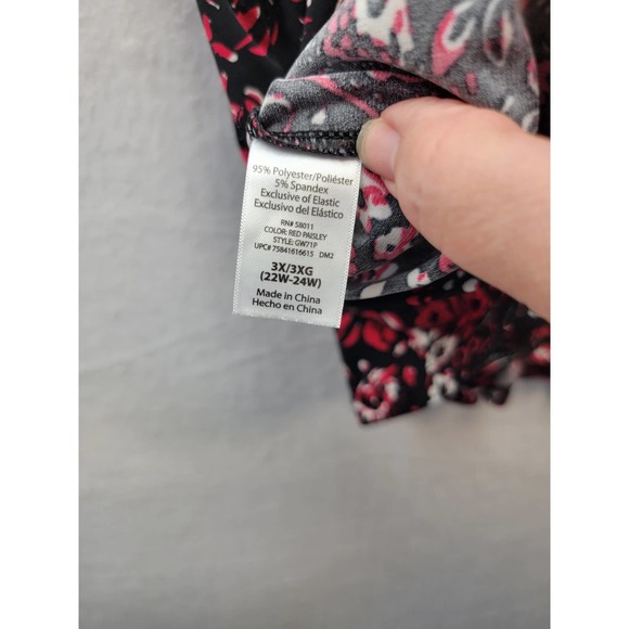 George Red And Black Peasant Top, Size 3X - Picture 5 of 6